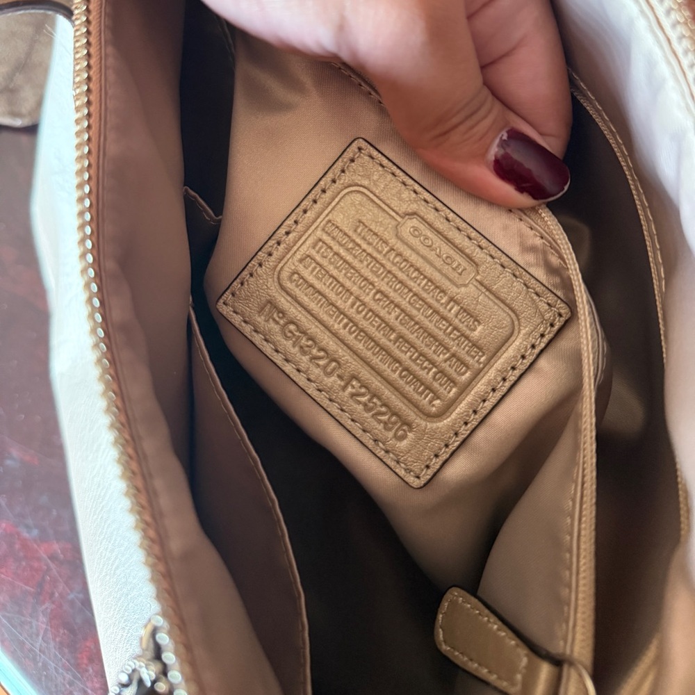 Coach Metallic Leather Satchel Crossbody Bag Top Handle Silver Hardware F25296 - Picture 6 of 6